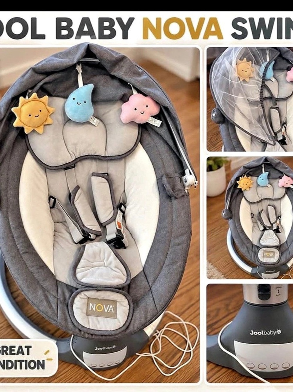 Joovy NOVA Swing Baby Swing Gray White